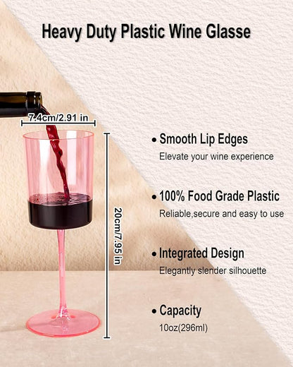 Ciaell 12 Pack Pink Plastic Wine Glasses - Image 7