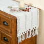 Boho Table Runner with Tassels White by FEXIA