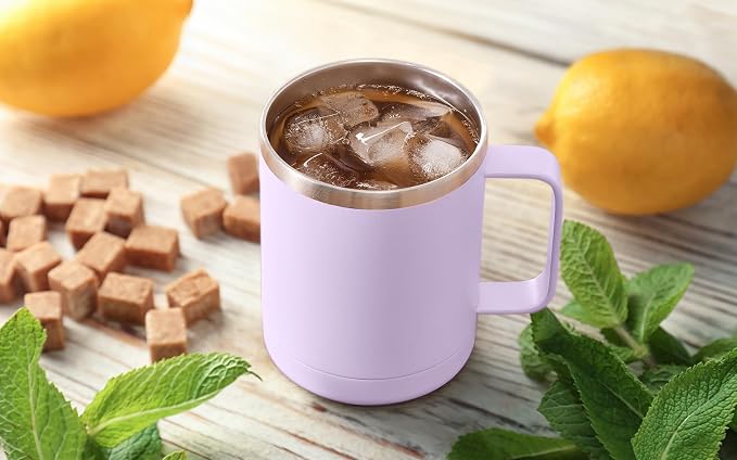 MEWAY 12oz Coffee Mug With Handle and Sliding Lid, Stainless Steel Travel - Image 8