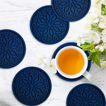 Coasters for Drinks, Resistant Reusable Silicone Coasters - Image 2