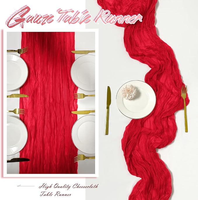 30 Pack Red Cheesecloth Table Runner 17 x 108 inch Cheese Cloth Table Runners - Image 6