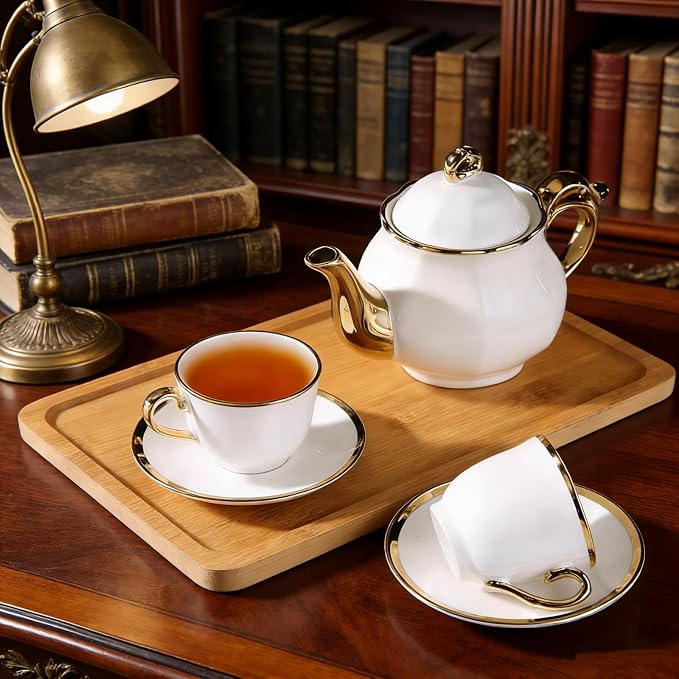20-Piece Porcelain Tea Sets for Adults, British Style Tea Party Sets for 6 - Image 6