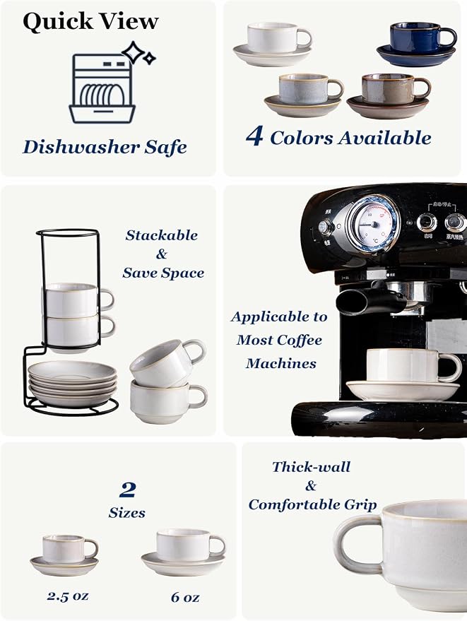 Gomakren 6 Ounce Cappuccino Cups Set of 4 - Image 2