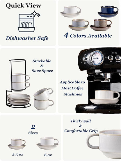 Gomakren 6 Ounce Cappuccino Cups Set of 4 - Image 2