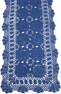 Cotton Handmade Crochet Lace Table Runner Blue Rectangle Coffee Table Dresser by KEPSWET
