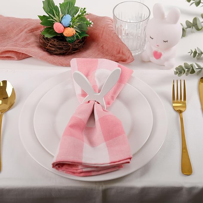 Easter Napkin Rings Set of 8, Wooden Bunny Napkin Ring, Handmade White Rabbit - Image 3