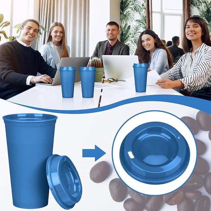 Domensi 15 Pack Reusable Plastic Coffee Cups - Image 5