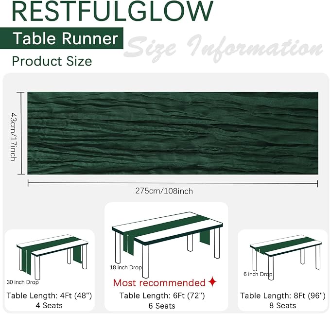 10 Pack Emerald Green Cheesecloth Table Runner 17 x 108 Inch | Boho Gauze Fabric - Image 4