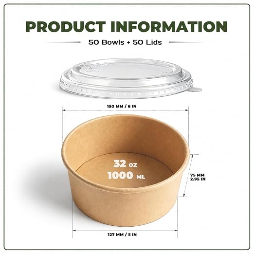 TOPtoper 50 Pcs 32 Oz Large Paper Bowls - Image 2