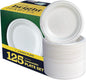 7” Compostable Plates, 125-Pack | Biodegradable Sugarcane | Sturdy, Microwave-Safe Disposable Plates for Parties & Events