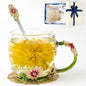 Flower Tea Cup, Daisy Flower Clear Glass Fancy Coffee Cup by Unknown