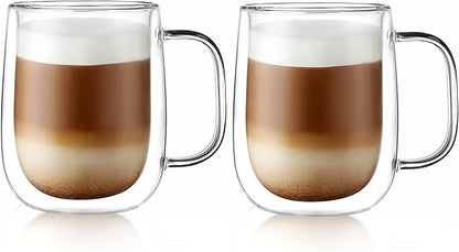 CNGLASS Large Double Wall Glass Coffee Mug 15.2oz by CNGLASS