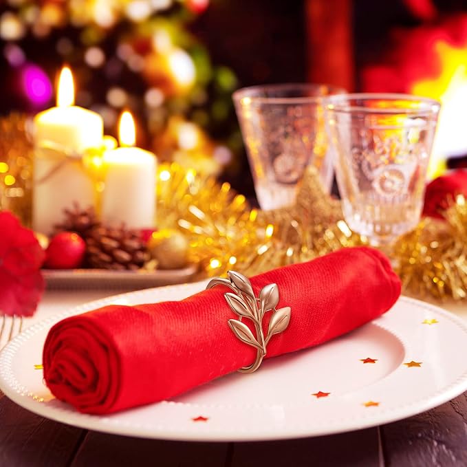 WILLBOND Leaf Napkin Rings Holders Fall Party Napkin Rings - Image 4