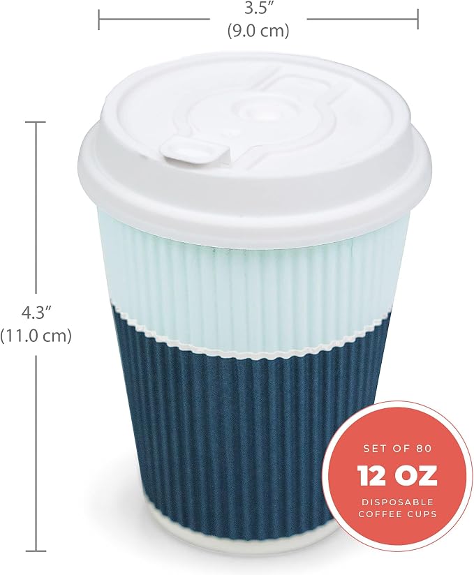 Disposable Coffee Cups With Lids - 12 oz To Go Coffee Cups With Sturdy Lids - Image 3