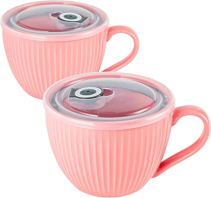 24oz Soup Mug with Handle & Lid, Microwave Soup Bowl/Cup, Ice Cream and by Hoilse