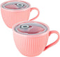 24oz Soup Mug with Handle & Lid, Microwave Soup Bowl/Cup, Ice Cream and by Hoilse