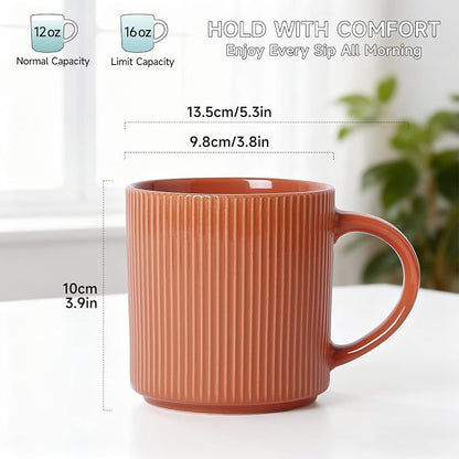 MONITO 16Oz Coffee Mugs Set of 6, Rustic Ceramic Coffee Cups Set - Image 2