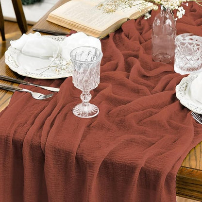 Artoid Mode Boho Cheesecloth Gauze Terracotta Wedding Table Runner, 120 Inch by ArtoidMode