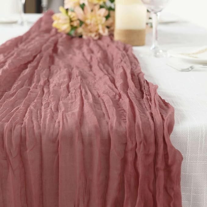 Efavormart 10ft Mauve Cheesecloth Table Runner - Image 2