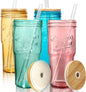 ANOTION Colored Glass Cups - 24oz Travel Coffee Mug Wide Mouth Mason Jar Iced by ANOTION