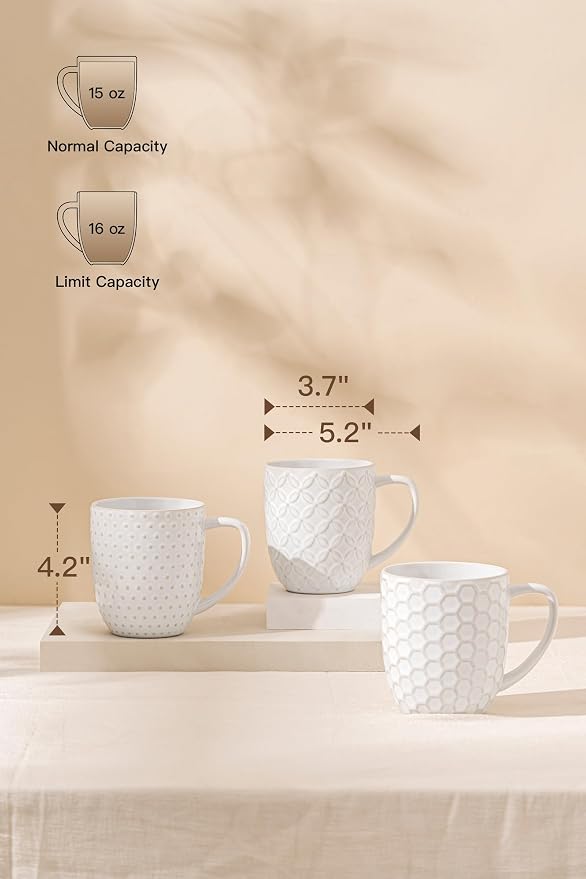 FOBENTA Ceramic Coffee Mugs Set of 4, 16 oz Coffee Cups - Image 2