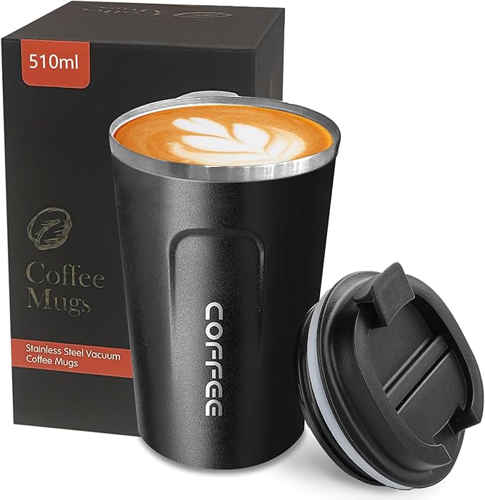 Insulated Travel Coffee Mug, Stainless Steel Coffee Cup by YINBAOGE