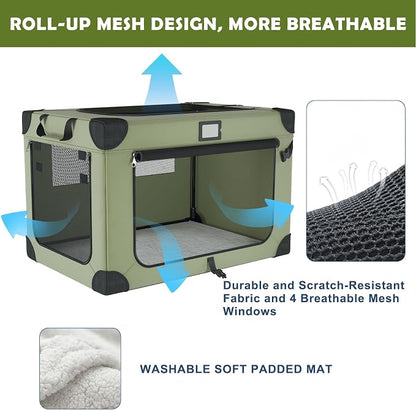 36 Inch Soft Collapsible Dog Crate Green - Image 2