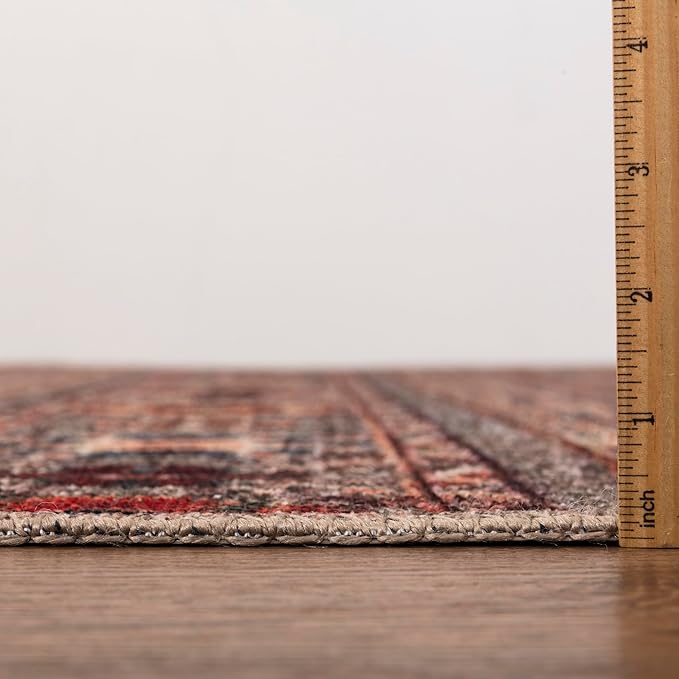Keen Home Design 6x9 Rug - Machine Washable Area Rug with Non-Slip Backing, Ideal for Living Room, Dining Room, Bedroom - Vintage, Easy Clean, Durable, Low Pile Rug - (6' x 9')