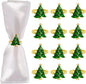 Christmas Tree Napkin Rings Set of 12, Evergreen Xmas Tree Napkin Ring Holders by wonlex