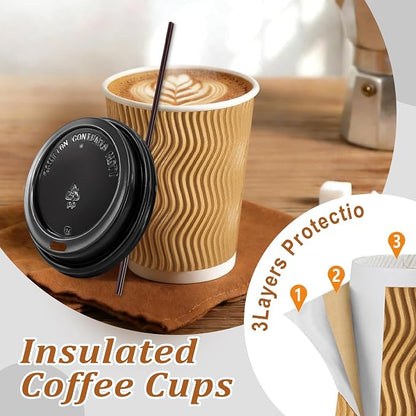 Lamosi 50 Pack 10 oz Disposable Coffee Cups - Image 3