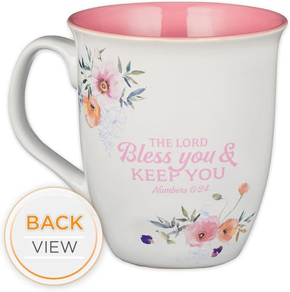 Christian Art Gifts White and Pink Floral Ceramic Coffee Mug – 14 oz. Lead & - Image 6