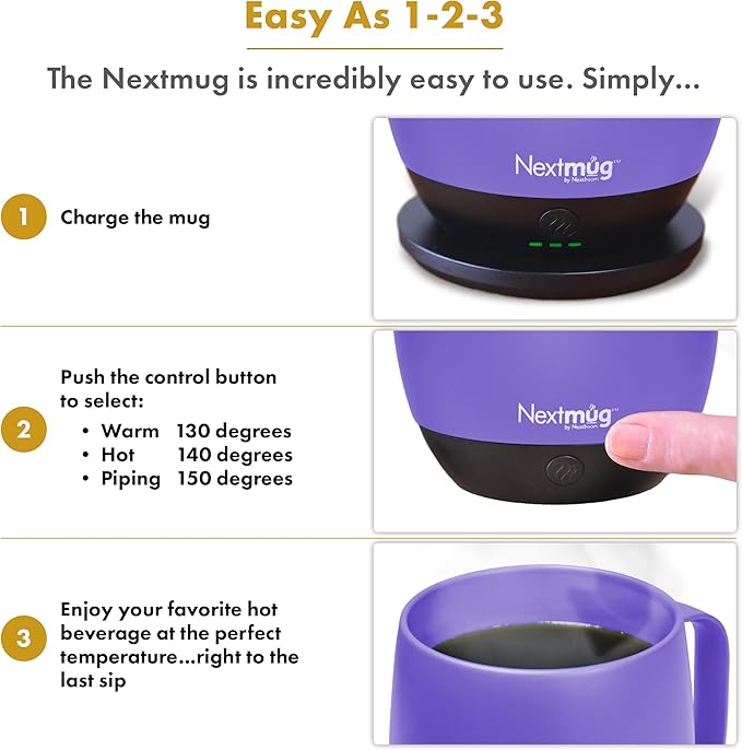 Nextmug - Temperature-Controlled, Self-Heating Coffee Mug | – No App, - Image 4