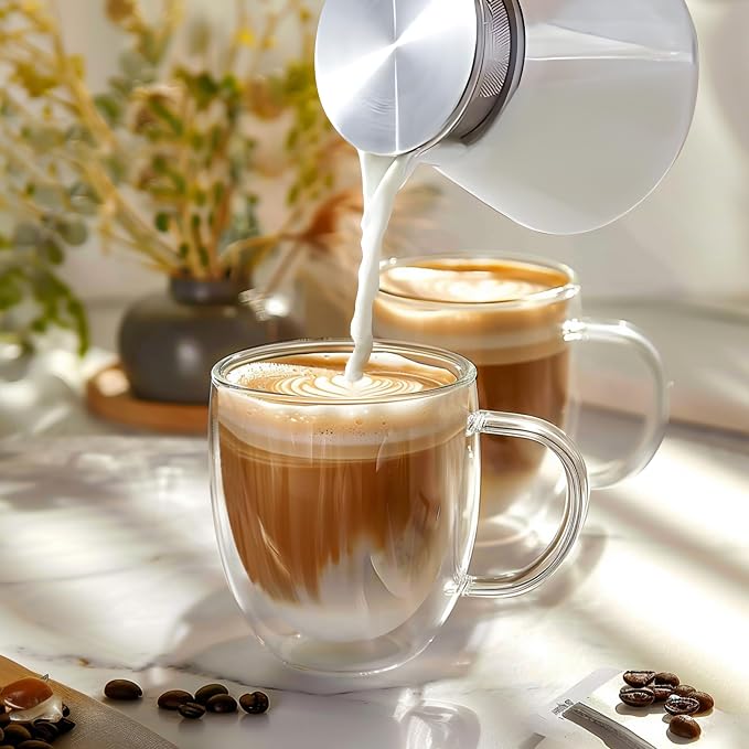 8 Ounces Set of 4 Double Walled Glass Coffee Mugs - Image 5