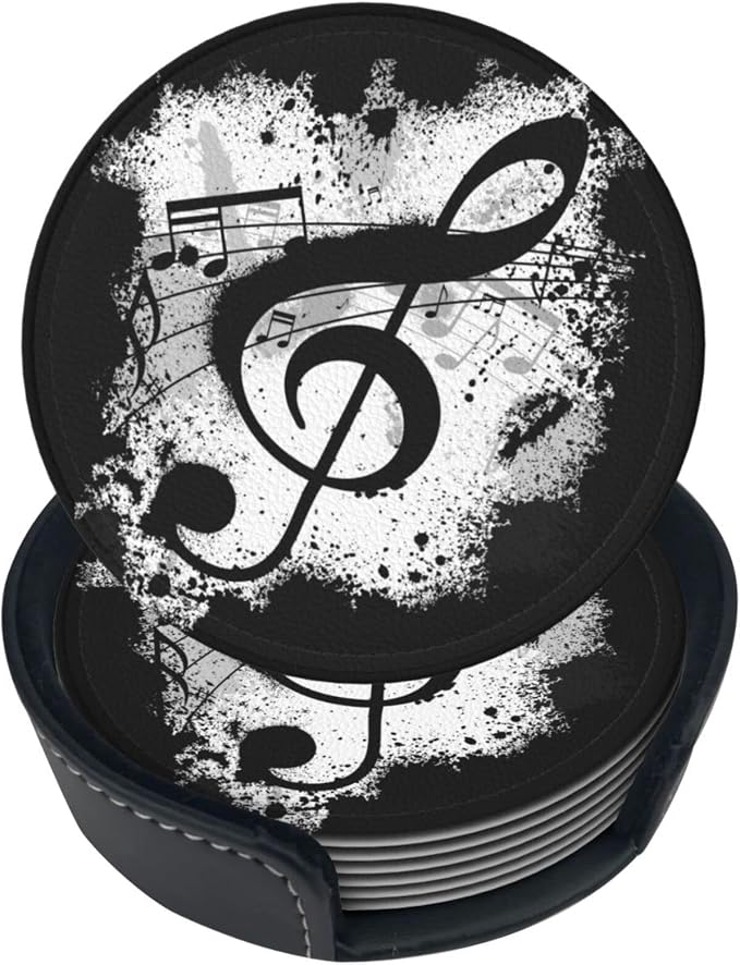 6 Pcs Music Note Leather Coasters by NiuKom