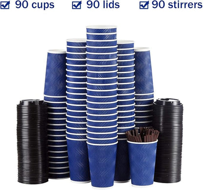 Disposable Coffee Cups with Lids and Straws - 16 oz Togo Hot Paper Coffee Cup - Image 7