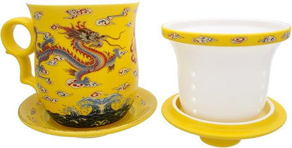 Porcelain Tea Cup with Infuser Lid and Saucer Sets - Image 4