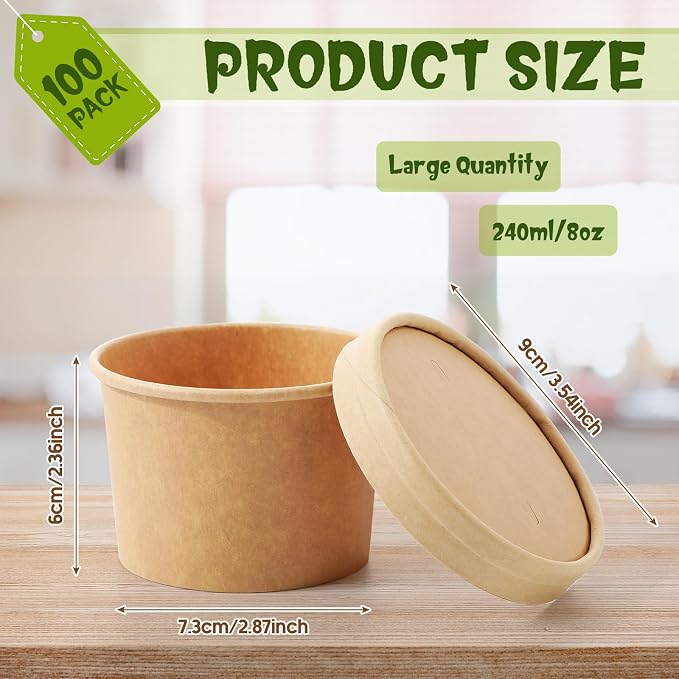 Fulmoon 100 Pack Paper Soup Containers - Image 2