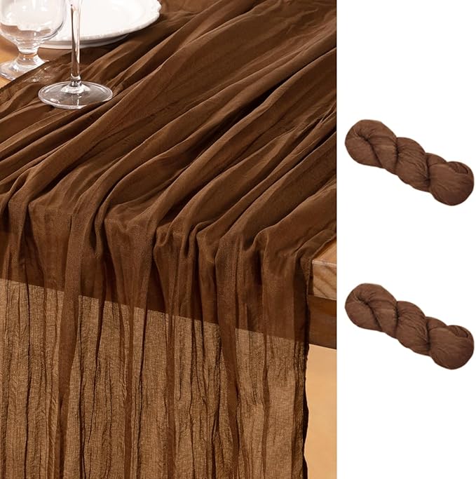 DeZerlor Brown Cheesecloth Table Runners 2 Pack Fall Runners | 120Inch Gauze by DeZerlor