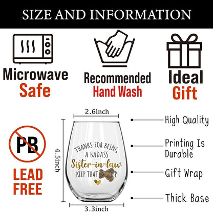15oz Stemless Wine Glass, Funny Badass Themed Wine Cup - Image 2
