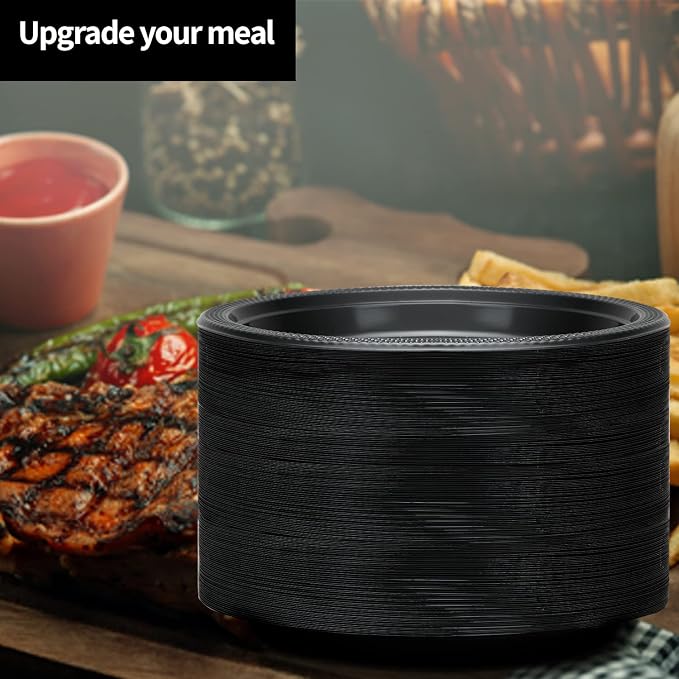 Black Plastic Plates 9 Inch - Image 4