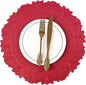 Noctiflorous Round Faux Leather 15 Inch Placemats Set of 4 Waterproof Wipeable Heat Resistant Tablemat for Dining Table Kitchen Non Slip Washable Oilproof Table Place Mat(Holly Red, 4)