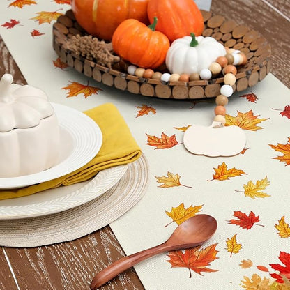 Fall Table Runner 13 x 90 Inch, Maple Leaves Autumn Farmhouse Decor - Image 8
