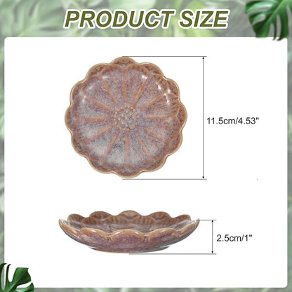 uxcell 1Pcs Ceramics Jewelry Plate, Sunflower Shape Key Holder Bowl for Entryway Table Decor Small Ring Tray Dish Gift for Women Girlfriend, Purple
