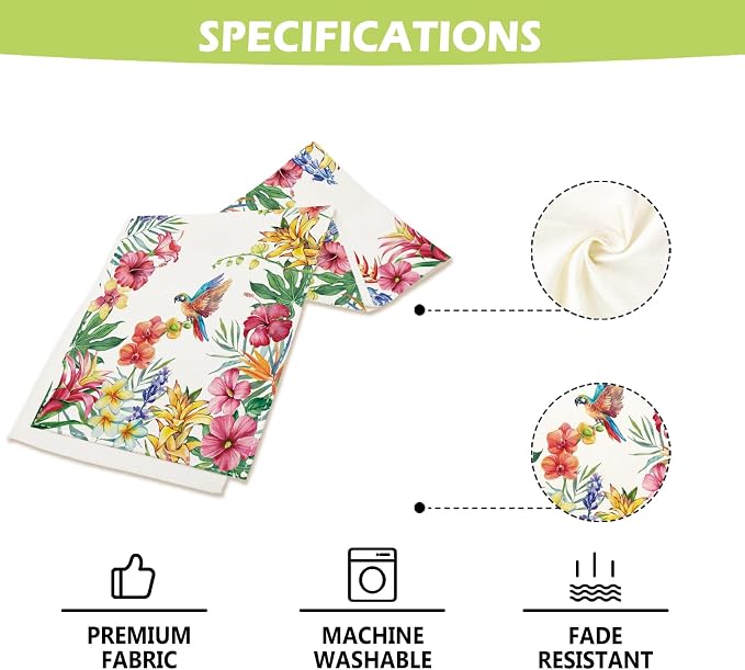 Summer Tropical Floral Table Runner Spring Butterfly Burlap Table Runners - Image 4