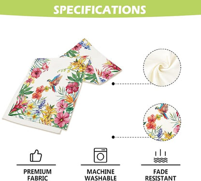 Summer Tropical Floral Table Runner Spring Butterfly Burlap Table Runners - Image 4