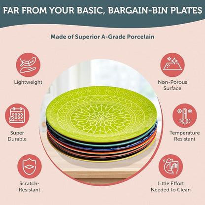 Dinner Plates - Mismatched Colorful Dinnerware Set of 6 - Fun Decorative Cute - Image 5