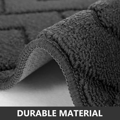 hicorfe Kitchen Rugs and Mats Sets,2 Pieces Super Absorbent Polypropylene Non-Slip Rug,Soft Comfort Floor Mat,Machine Wash for Kitchen,Hallway,Office,Sink,Laundry(20" x 32"+20" x 59",Charcoal)