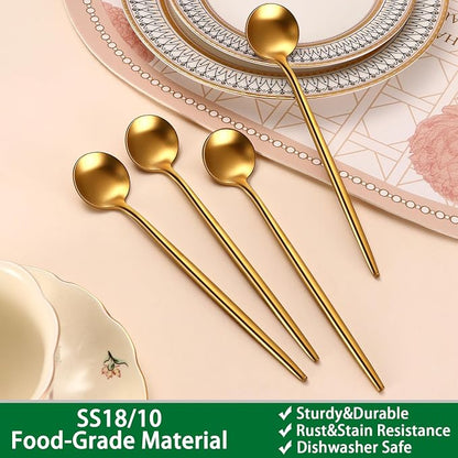 DEHOV Satin Gold 6.7 Inches Coffee Spoon, 4 Pieces Stainless Steel 18/10 Tea - Image 3