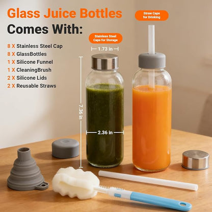 Sursip 16 oz Glass Juice Bottles - Image 2
