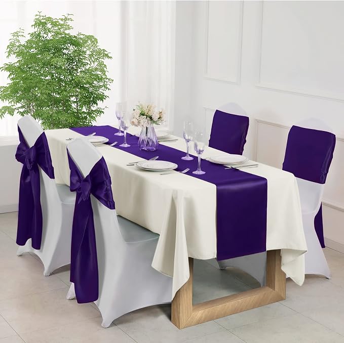 Manyshofu Dark Purple Satin Table Runner 12x108 - Image 5